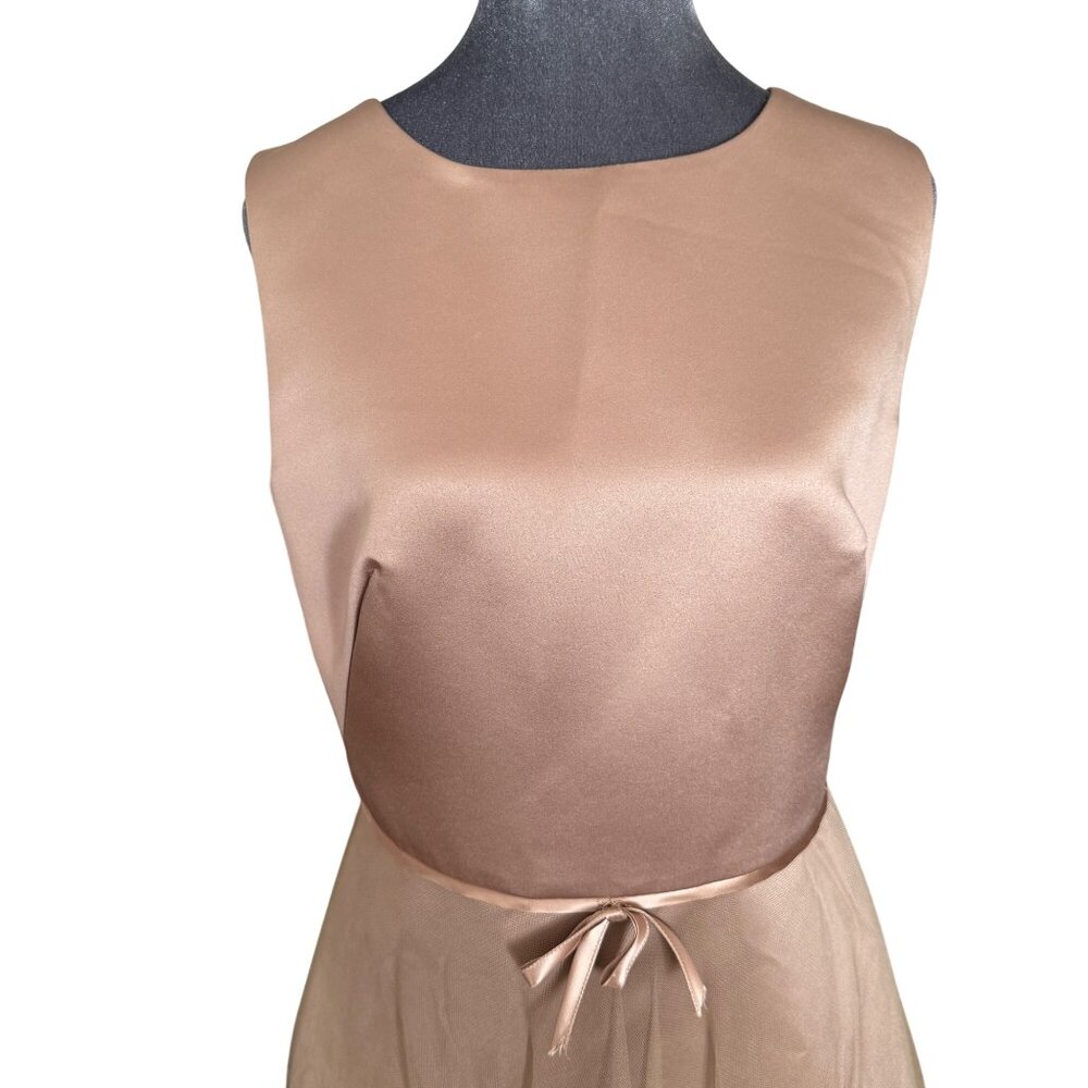 Suzanne Ermann Womens Sleeveless Satin & Sheer Dress Open Back Size 42 Made In F - Picture 3 of 9